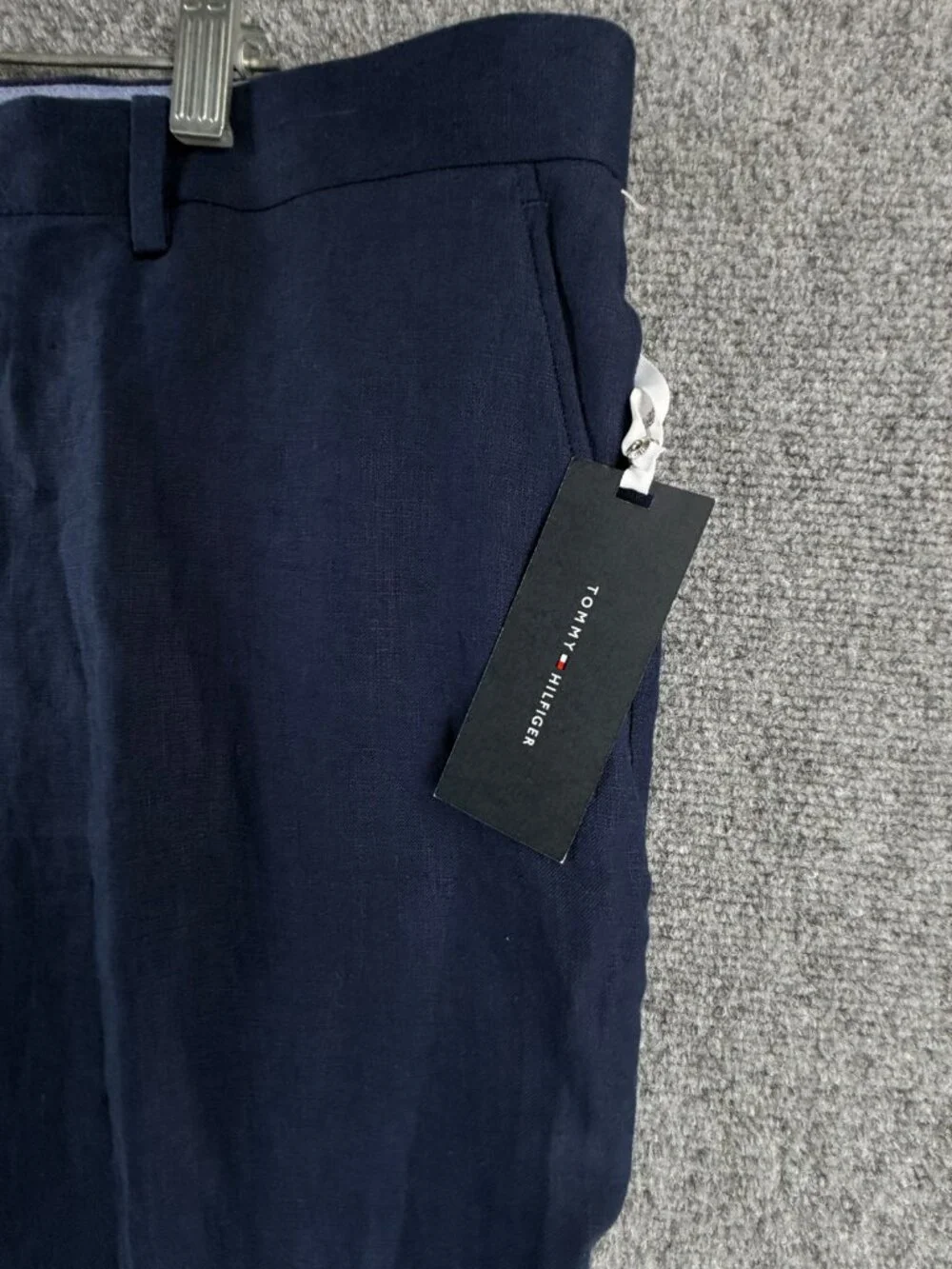 NWT Tommy Hilfiger Navy Blue All Linen Pants Men 44x30 Pockets Business Casual